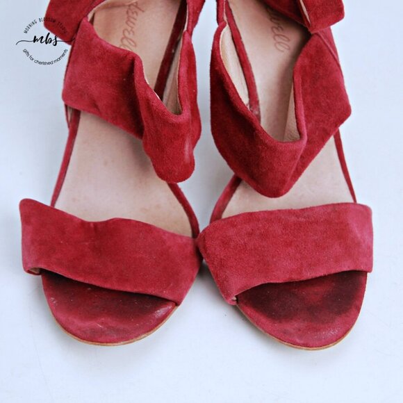 Madewell Octavia Leather Ankle Strap Heeled Sandals Red Women 9 - Picture 9 of 16